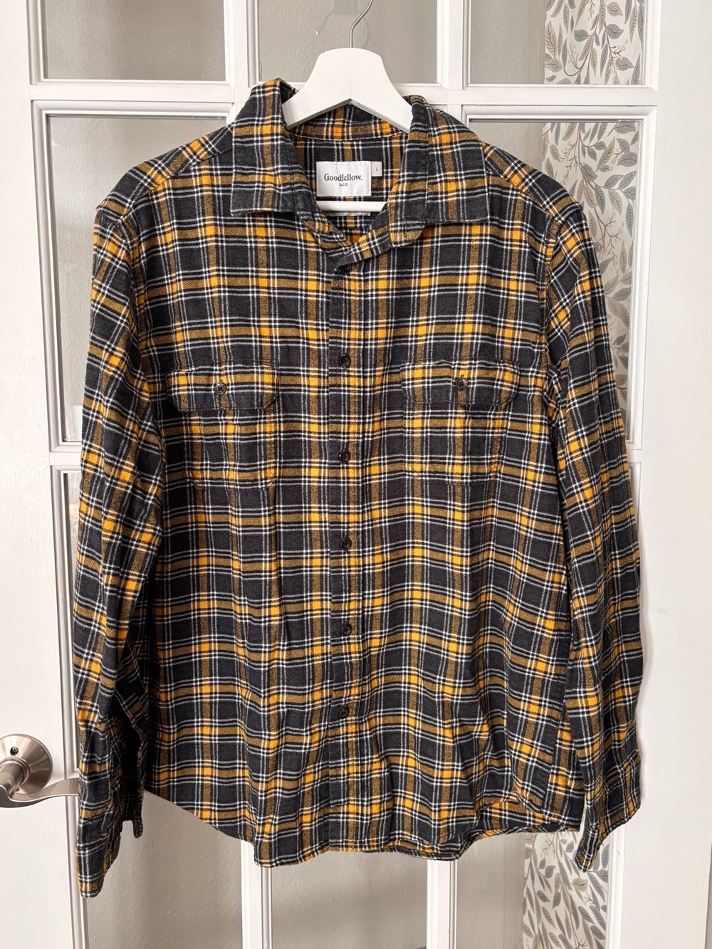GOODFELLOW & CO Plaid Flannel Button Down Shirt Sz L